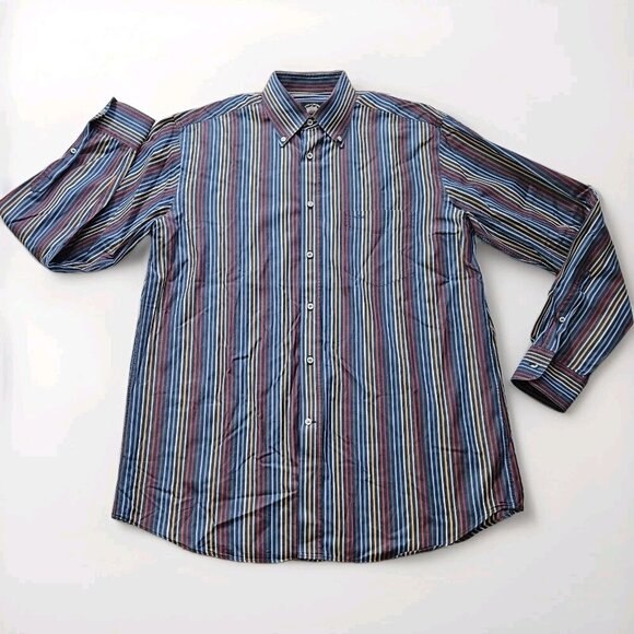 Paul & Shark Yachting Shirt Mens 42/16 Multicolor Stripes LS Collar Cotton FLAW - Picture 8 of 16